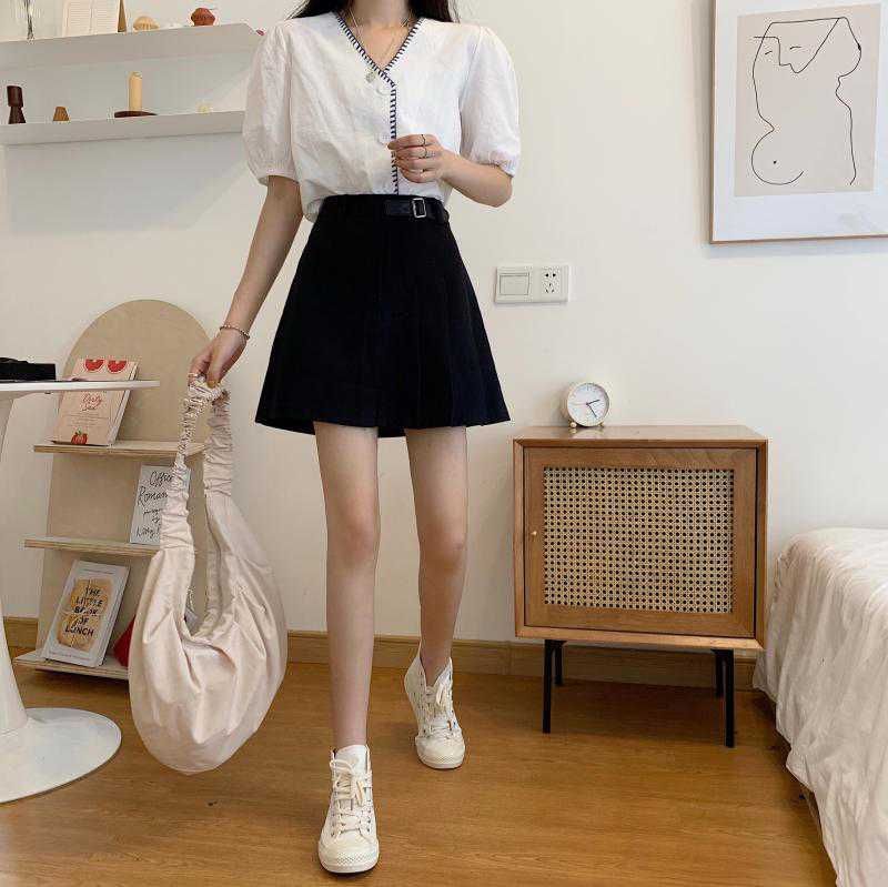 Laeron Mini A-Line Pleated Denim Skirt | YesStyle