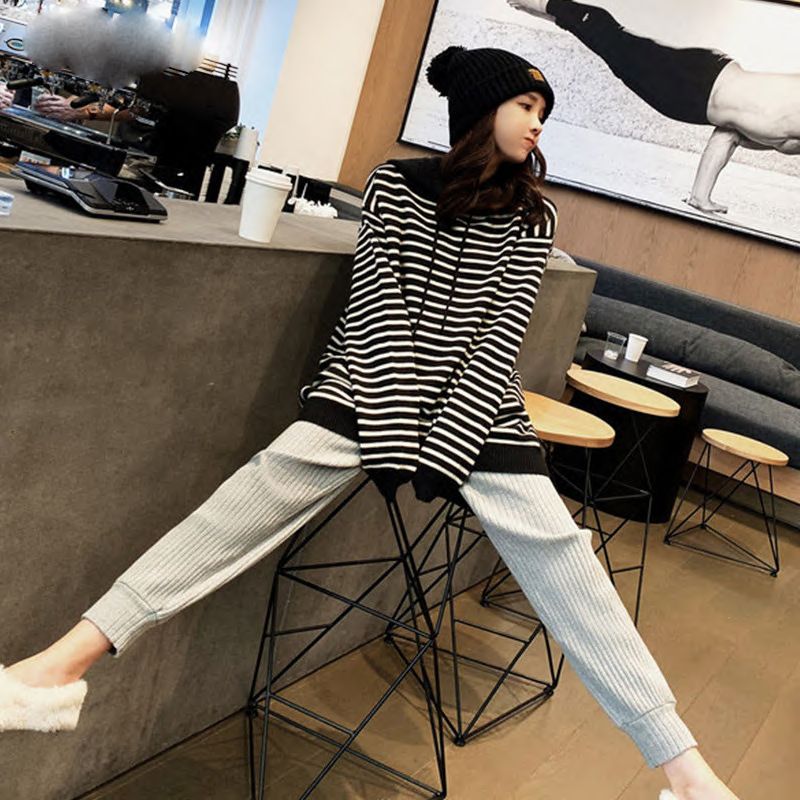 Irojikakeイロジカケstriped knit hoodiepants - 通販 - gofukuyasan.com