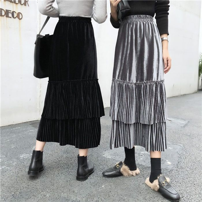 velvet midi skirt