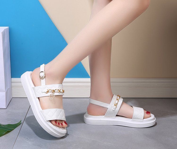 flat quilted sandals with platform sole