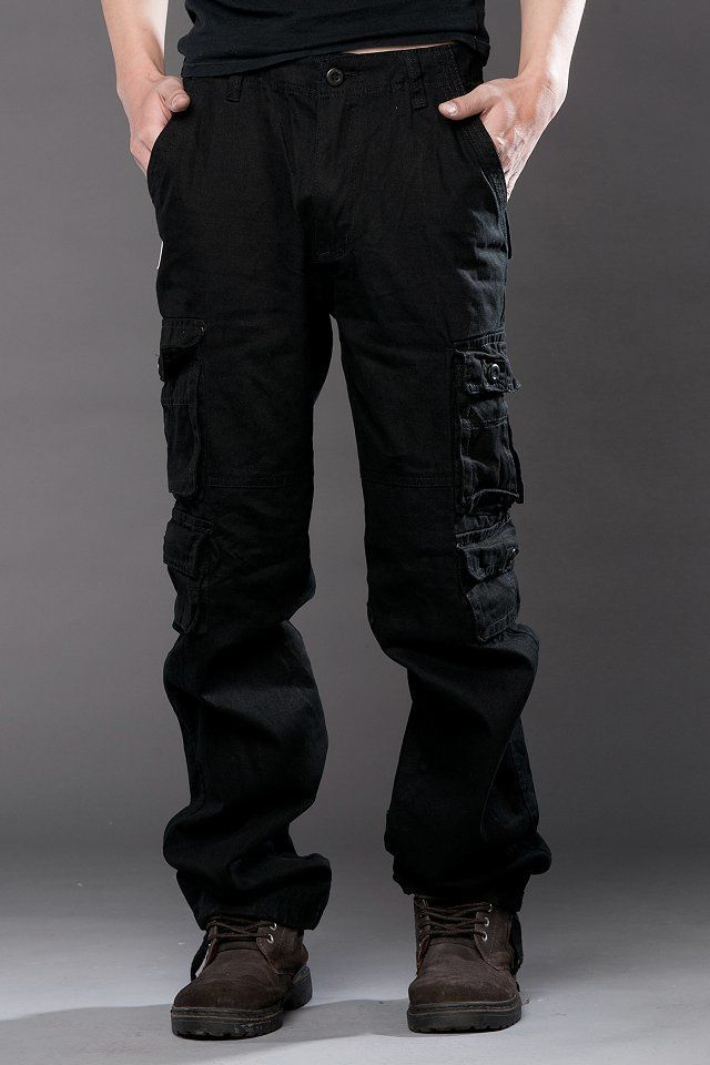 black military cargo pants mens