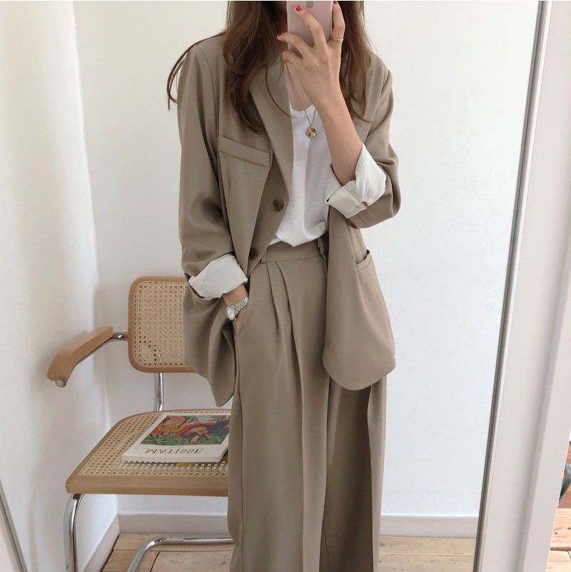 wide leg pants and blazer