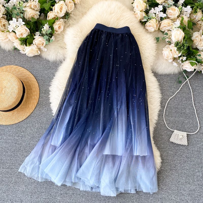 Buy Lucuna - Sequin Gradient Mesh Maxi Skirt in Bulk