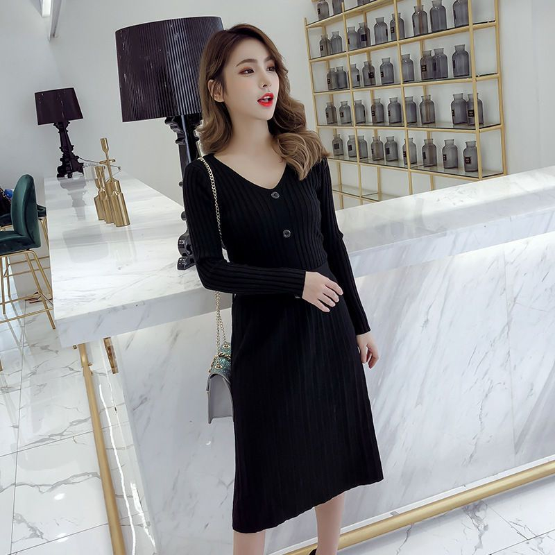 tie waist long sleeve knit midi dress