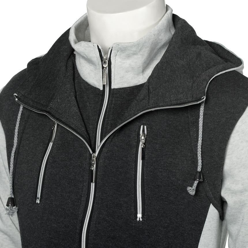Free Shop Layered Placket Hooded Zip Jacket YesStyle