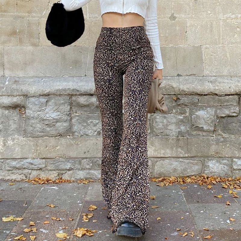 Honet - Leopard Print Wide Leg Pants 