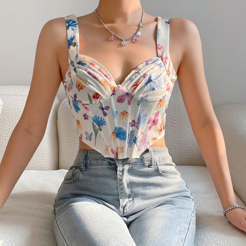 Nabla - Floral Embroidered Bustier Top