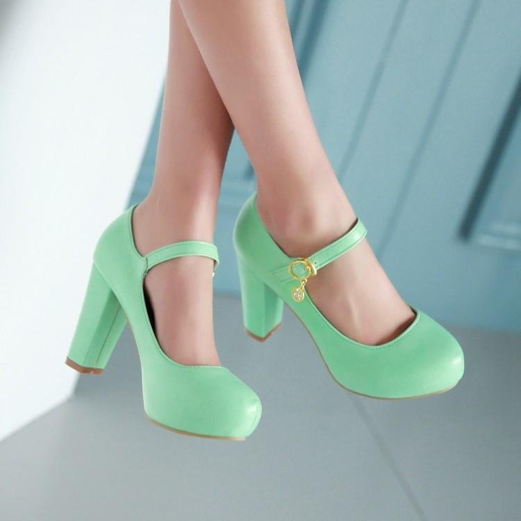 green platform mary janes