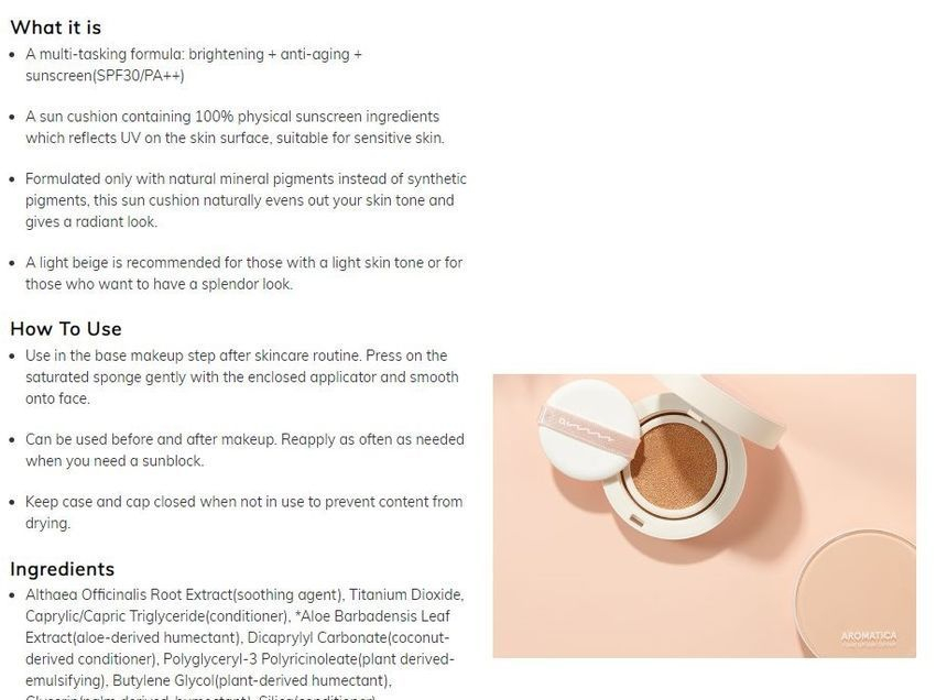 Buy Aromatica Natural Tinted Sun Cover Cushion Set 2 Colors In Bulk Asianbeautywholesale Com