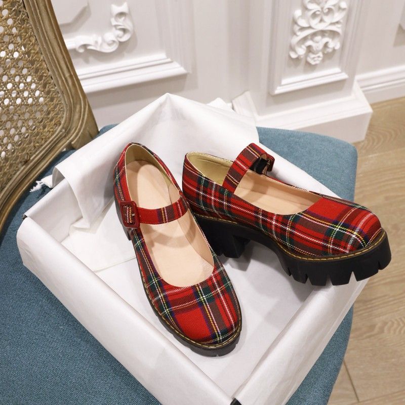 plaid mary jane shoes