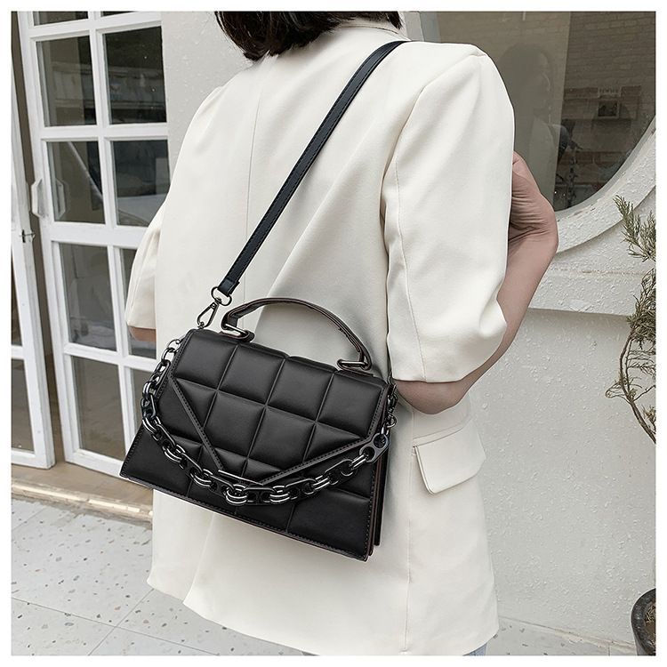 quilted city bag with faux shearling