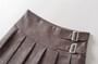 Low Rise Buckled Pleated Faux Leather Mini A-Line Skirt
