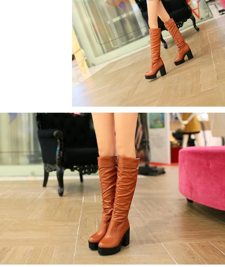 block heel platform knee high boots