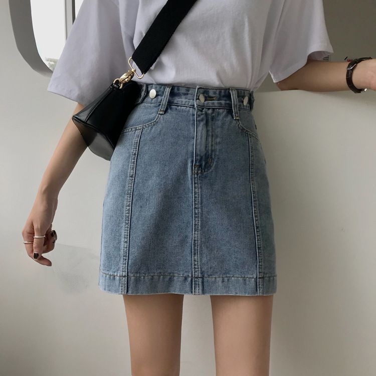 fitted denim skirt