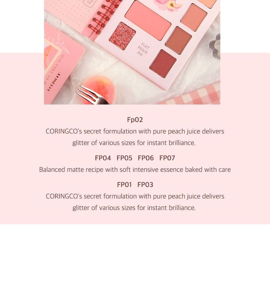 CORINGCO Recipe Note Eyeshadow Palette Flat Peach Pie, Pink