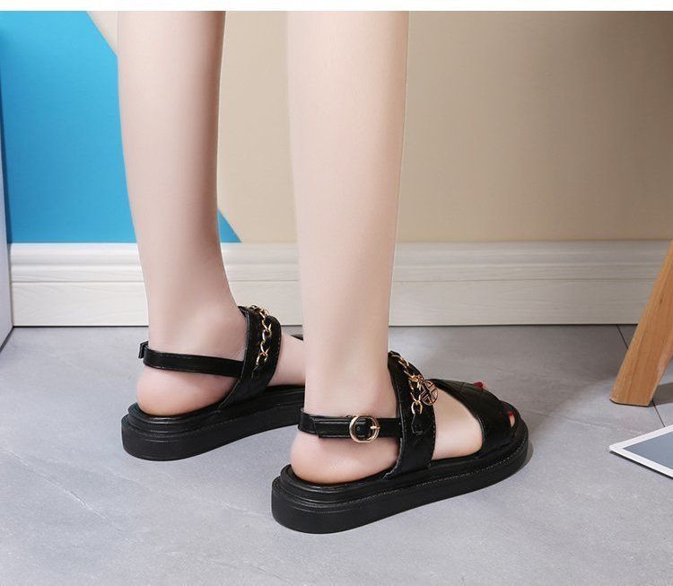 flat quilted sandals with platform sole
