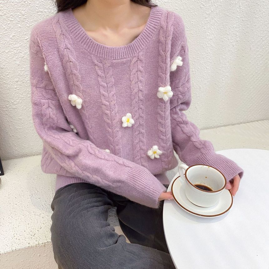 floral knit sweater