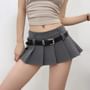 Low Waist Plain Mini Pleated Skirt