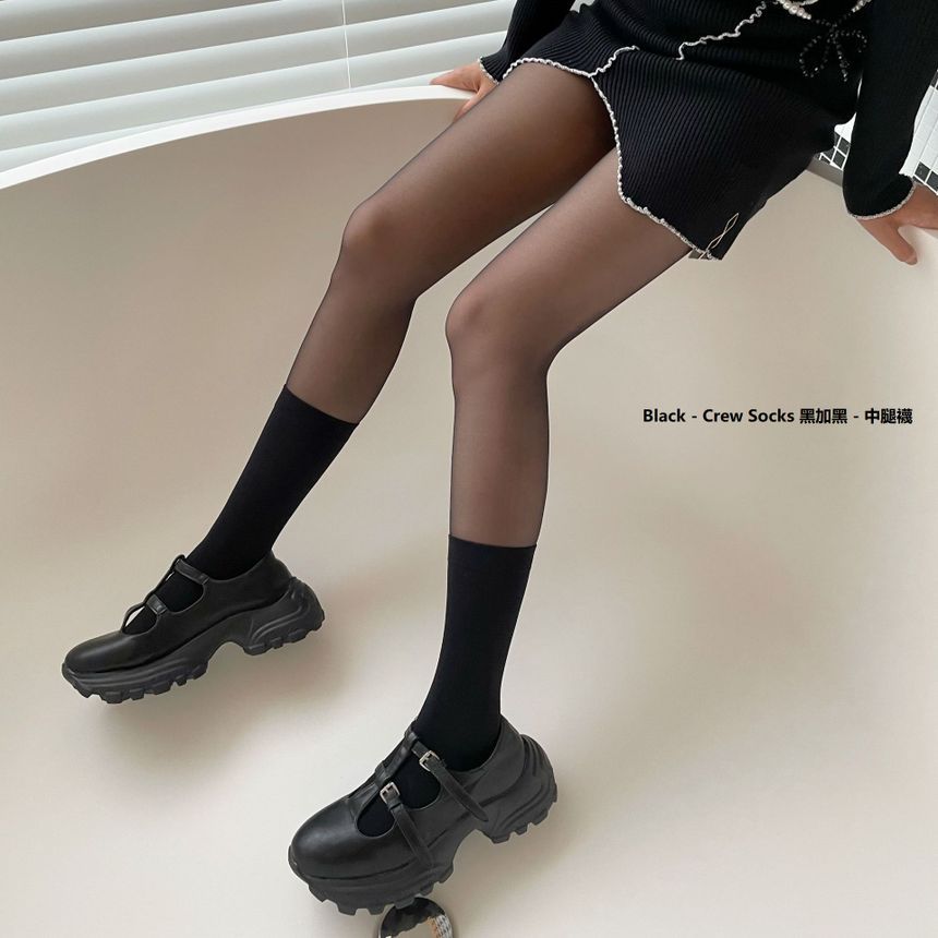 MEIA - Knee-High Socks Panel Tights 