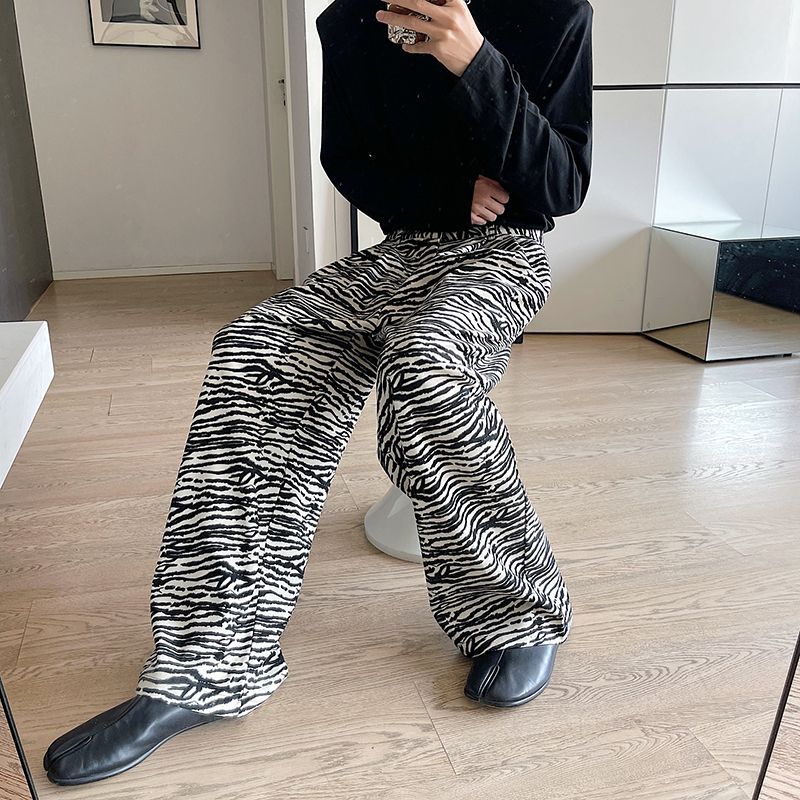 Patow - Zebra Print Wide Leg Pants 
