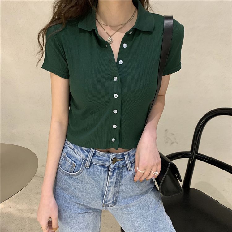 cropped polo shirt short sleeve