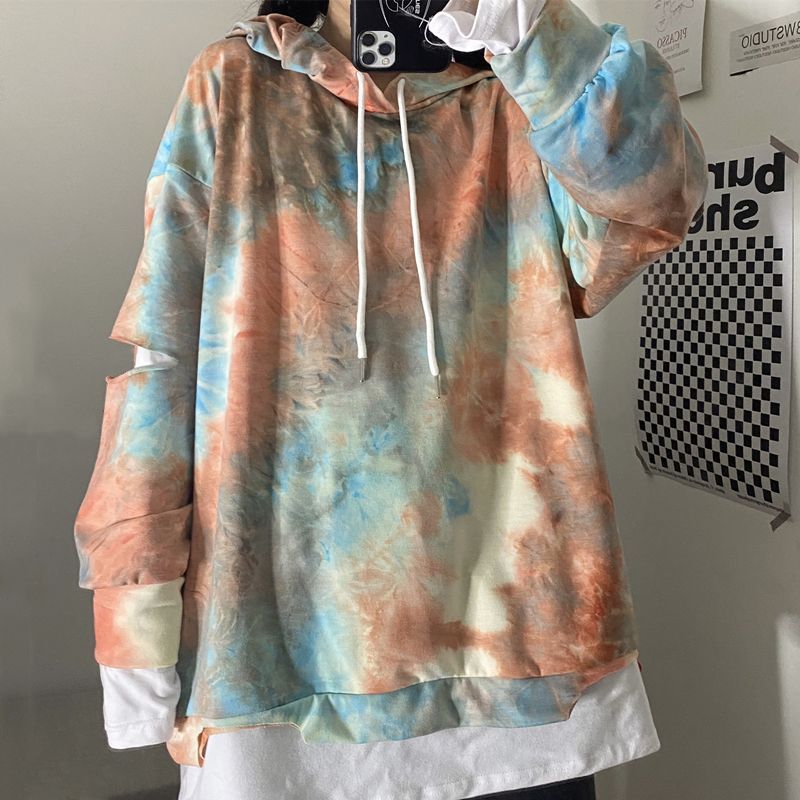 tie dye drawstring hoodie