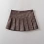 Low Rise Buckled Pleated Faux Leather Mini A-Line Skirt