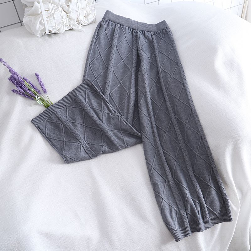 Pinatra - Cable Knit Wide-Leg Pants 