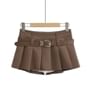 Low Waist Plain Mini Pleated Skirt