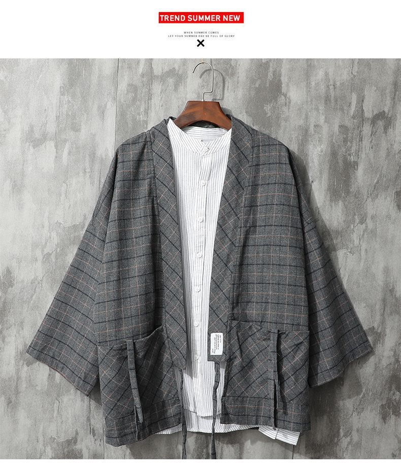 JUGAR - Plaid Kimono Jacket | YesStyle