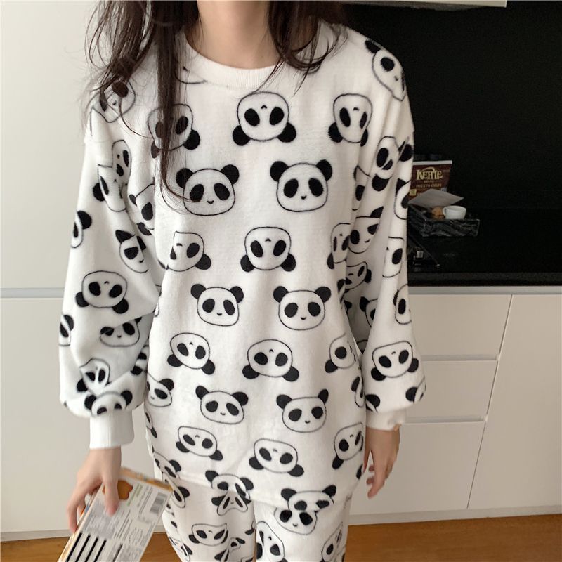 KAKAGA Pajama Set Panda Print Top + Pants YesStyle