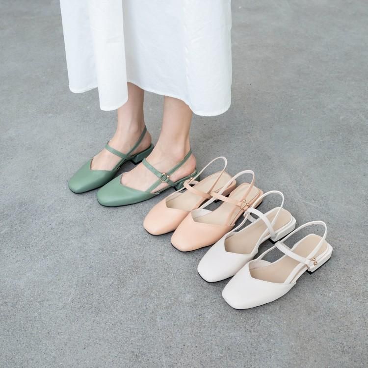 square toe sandals low heel