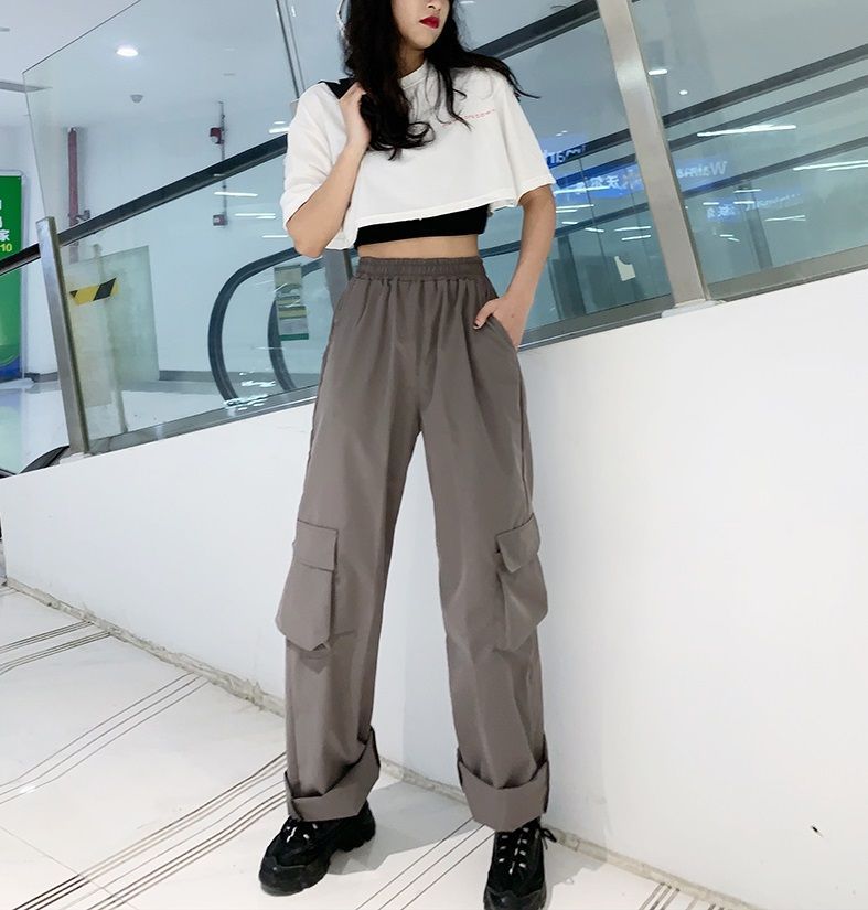 Lettering Hoodie / Plain Cargo Pants - Asian Fashion