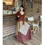 High Waist Plaid Patchwork Maxi A-Line Skirt