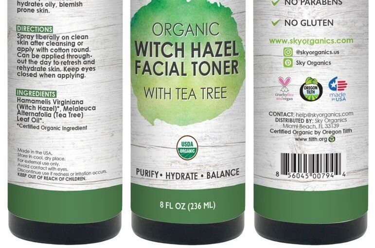 sky organics witch hazel facial toner