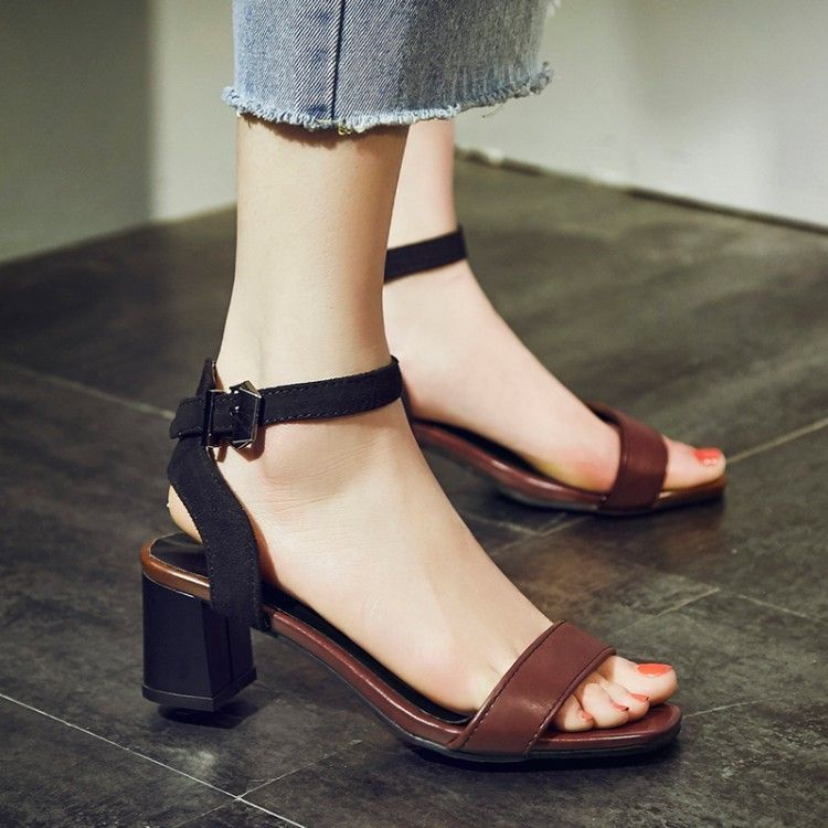 two tone block heel