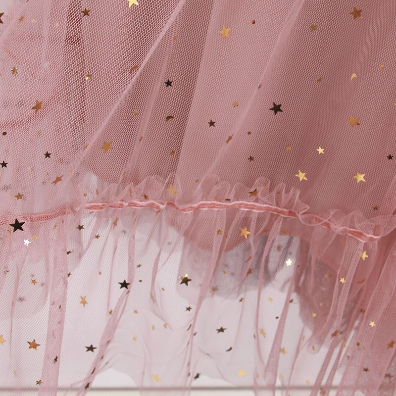 15989 Ecru Bell Sleeve Sequined Tulle Dress