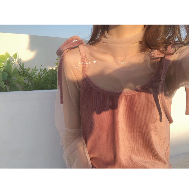 sheer mock neck