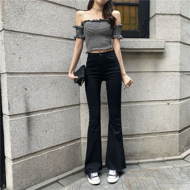 Sherman - High Waist Bell-Bottom Jeans 