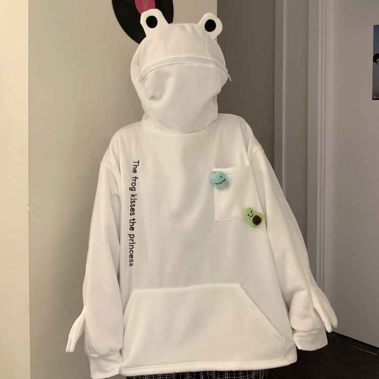 Couple Matching Lettering Frog Hoodie 