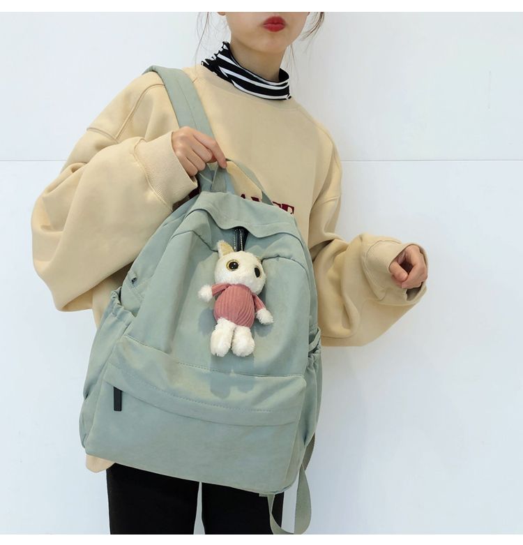 Evanki Plain Cotton Backpack YesStyle
