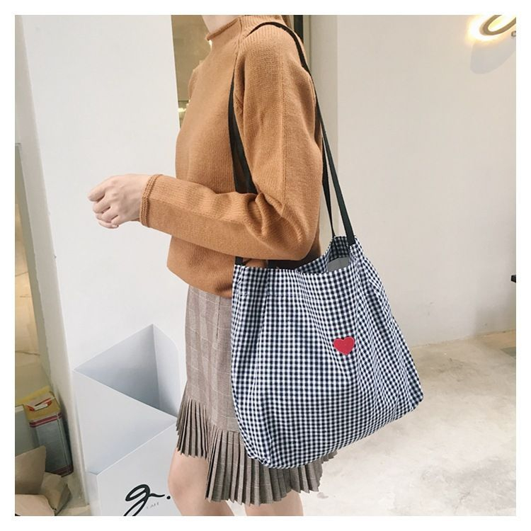 plaid canvas tote bags