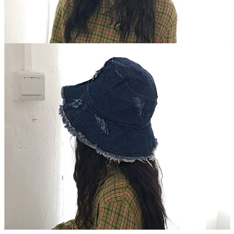 4.4 STUDIO Frayed Trim Denim Bucket Hat | YesStyle