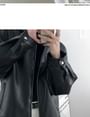 MRCYC Collared Faux Leather Zip-Up Jacket Black 2XL