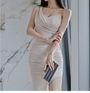 Shacos - Chain Strap Asymmetric Evening Dress | YesStyle
