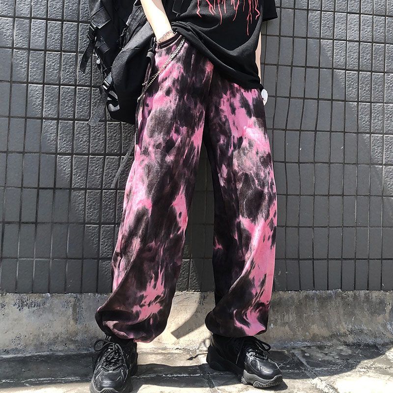 Bungee Cord Printed Wide-Leg Pants 