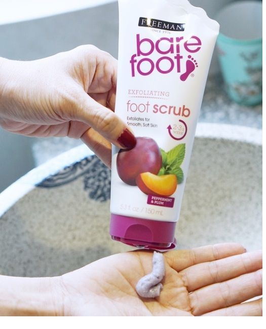 Freeman Bare Foot Exfoliating foot scrub Peppermint and Plum 5.3 oz( Packs  of 2)