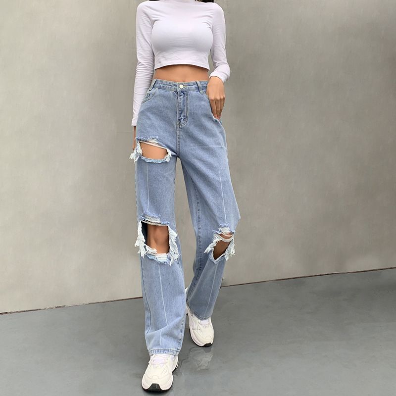 Puffie High Waist Cut Out Jeans | YesStyle