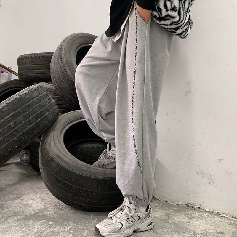 lettering fleece sweatpants