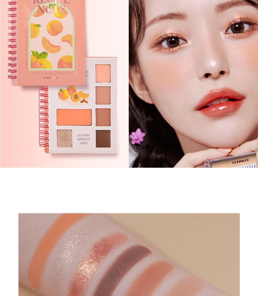 CORINGCO Recipe Note Eyeshadow Palette Flat Peach Pie, Pink